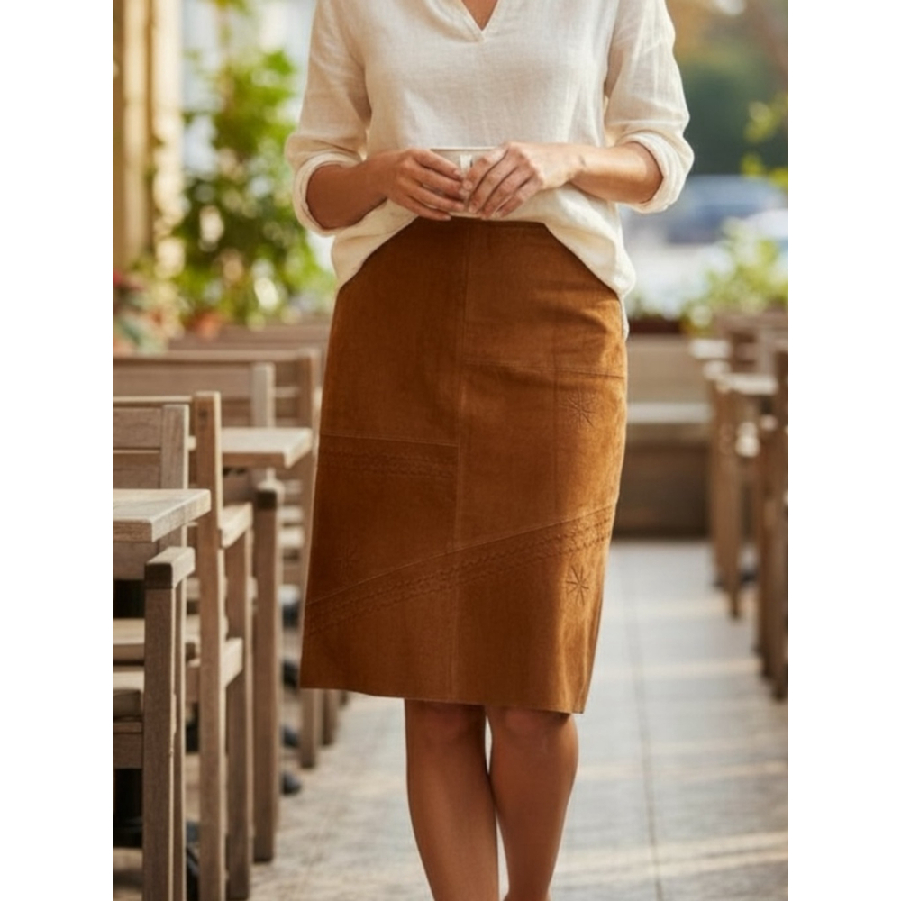 Stella Forest Brown Suede Skirt Size 8